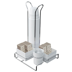 SUPORTE / ORGANIZADOR PARA CHA / CAFE COM 3 DIVISORIAS E PORTA COPOS BRANCO ARAMADO 27,5X17CM STOLF 1457