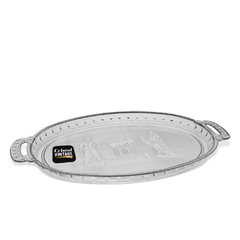 BANDEJA DE ACRILICO CRISTAL VINTAGE OVAL RELEVO COM ALCA 44X27,5CM 9507 XPLAST