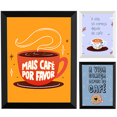 QUADRO DECORATIVO 20X25CM COM MOLDURA DE PLASTICO FRASES CAFE RMT8544 RIO MASTER