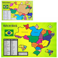 JOGO DE ENCAIXE DIDATICO MAPA DO BRASIL DE MADEIRA MDF COM 27 PECAS 42,5X26,5CM GRUPO CONECTA 04007