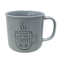 CANECA DE PORCELANA MASTER COFFEE BREAK / TIME CINZA 280ML RR PORCELANAS 803