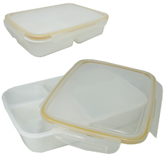 MARMITA DE PLASTICO RETANGULAR COM 5 DIVISORIAS + TAMPA HERMETICA E TRAVA 27X19,5X6CM FU XING MM5723