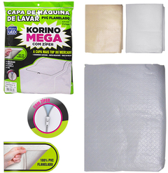 CAPA PARA MAQUINA DE LAVAR DE PVC FLANELADO KORINO MEGA COM ZIPER DELUXE GRANDE 91X69X66CM 760-G PLAST LEO