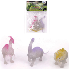 KIT ANIMAL DINOSSAURO DE PVC WORLD BRILHA NO ESCURO 3 PECAS WELLKIDS 7605