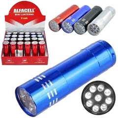 LANTERNA MINI DE ALUMINIO 9 LEDS COLORS A PILHA ALL51113 ALFACELL