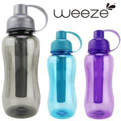 GARRAFA SQUEEZE DE PLASTICO PET COM TUBO DE GELO + TAMPA E ALCA TRANSCOLOR 600ML C3B CB1094 na internet