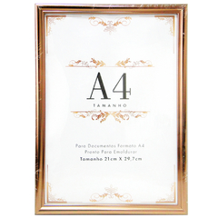 QUADRO PARA DIPLOMAS / CERTIFICADOS A4 DE PLASTICO METALIZADO ROSE GOLD 29,7X21CM 2241 FWB / TDQ2001 COSY