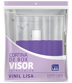 CORTINA DE BOX DE PLASTICO VINIL LISA COM VISOR  2X1,35M PLASTLEO 621 - comprar online