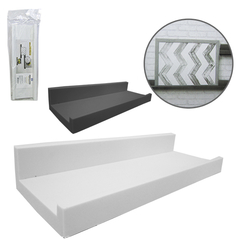 PRATELEIRA DECORATIVA RETANGULAR DE PLASTICO PRETO / BRANCO 30X11X5CM FWB 92827