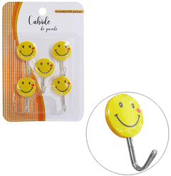 CABIDE / GANCHO AUTOADESIVO SMILE PARA PAREDE COM 5 PECAS L&Y GLY1977 / FU XING UD19305 - comprar online