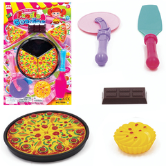 KIT COZINHA INFANTIL COM PIZZA + CARRETILHA / CORTADOR E ACESSORIOS CHEF DA PIZZA 11 PECAS PI3620 PICA PAU