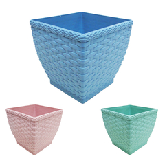 VASO QUADRADO RATTAN COLORS 300ML 8X8CM DE PLASTICO INJEPLASTEC