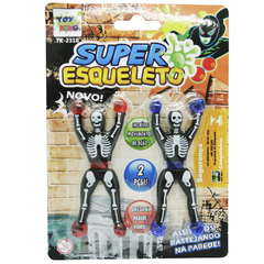 BONECO GRUDA GRUDA SUPER ESQUELETO COLORS COM 2 PECAS 9,5CM NA CARTELA TK-2318 TOY KING