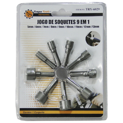 JOGO CANHAO / SOQUETE MAGNETICO COM 9 PECAS TROYA TOOLS TRY-6029