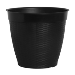 VASO REDONDO RATTAN ESTILO VIME COM BORDA RETA PRETO 44L 40,5X46CM DE Ø DE PLASTICO PLASNEW 827 - comprar online