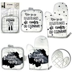 LUVA PARA COZINHA DE POLIESTER TERMICA COM DESCANSO DE PANELA ESTAMPAS SORTIDAS COSY CZ22682 - comprar online