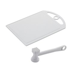 TABUA DE CORTE DE PLASTICO BRANCO 30X20X0,5CM + MARTELO 21CM - PLASTSHOW