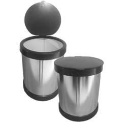 LIXEIRA DE PIA DE METAL COR INOX REDONDA COM TAMPA DE PLASTICO 4,5L 7204 NOVA ALIANCA