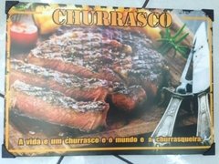 QUADRO DECORATIVO 30X40CM PLACA DE METAL ADESIVADO CHURRASCO - NOVA ALIANÇA na internet