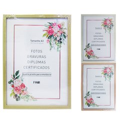 QUADRO / MOLDURA PARA DIPLOMAS / CERTIFICADOS A3 HORIZONTAL OU VERTICAL DE PLASTICO COLORS 42X29,7CM - FWB