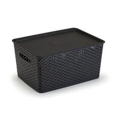 CAIXA ORGANIZADOR DE PLASTICO RATTAN GRANDE COLORS COM TAMPA E ALCA PLASNORTHON