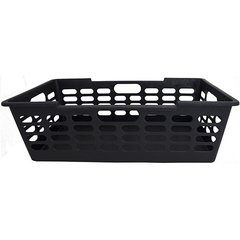 CESTO ORGANIZADOR RETANGULAR DE PLASTICO VAZADO PRETO ATENAS GRANDE 51X29X15,5CM ARQPLAST 25463