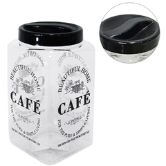 POTE DE PLASTICO QUADRADO CAFE COM TAMPA DE ROSCA 1600ML 971 QPOTS