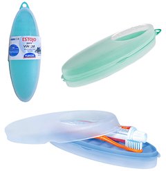 PORTA ESCOVA / ESTOJO DENTAL DE PLASTICO OVAL DUPLO COMPARTIMENTO COLORS 23X7,5X5,5CM PLASUTIL 2795