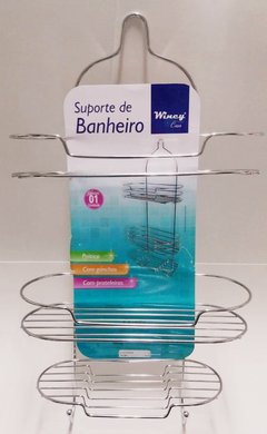 PORTA SHAMPOO TRIPLO C/ GANCHOS 52X27X11CM WINCY CLA07003