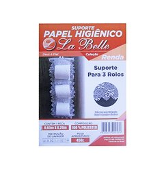 SUPORTE / PORTA PAPEL HIGIENICO DE PAREDE DE RENDA PARA 3 ROLOS 65X20CM - LA BELLE OU PLASTLEO