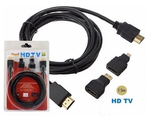 Cable HDMI a HDMI con adaptadores a MINI HDMI y MICRO HDMI. (Art