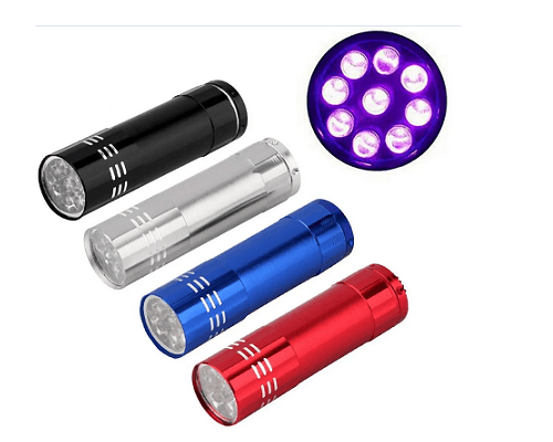 Linterna de luz ultravioleta de aluminio lámpara Super Mini de 9