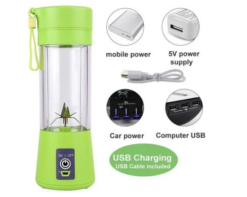 Mini Licuadora Portátil Recargable USB Vaso Removible 380ml - Verde — HTS