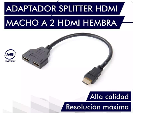 Cable Adaptador Splitter Hdmi Macho A 2 Hdmi Hembra Video