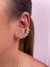 Brinco Ear Cuff Design Folhas Cristal