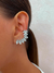 Brinco Ear Cuff Design Folhas Cristal Níquel