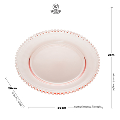 Prato de Sobremesa Cristal Pearl Rosa 20cm - Wolff - loja online