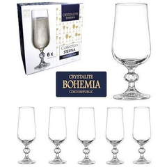 Jogo 6 Taças para Champanhe Sterna 180ml - Cristal Bohemia - Design Gallery Santos 