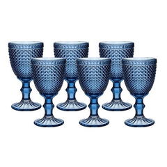 Jogo 6 Taças para Água Bico de Jaca Azul - 320ml - comprar online