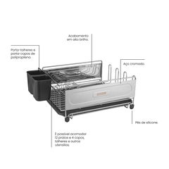 Escorredor com Bandeja para Louças - 12 Pratos - Design Gallery Santos 
