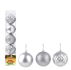 Bolas de Natal Diamante Prata n°7 - 5 unidades