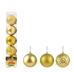 Bolas de Natal Diamante Dourada n°7 - 5 unidades