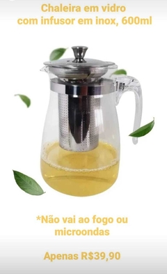 Chaleira em Vidro com Infusor Inox