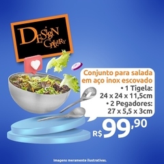 Conjunto para Salada com Pegador Inox - 3 peças