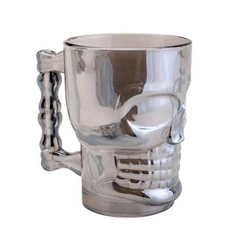 Caneca Chopp Caveira Cinza Metalizado - 540ml na internet