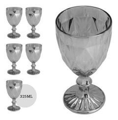 Jogo 6 Taças para Água Diamond Cinza Metalizado - 325ml