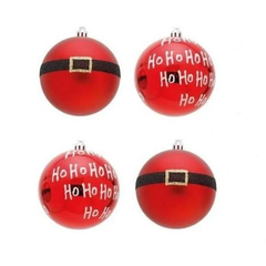 Bolas de Natal Hohoho/Cinto do P.Noel 8cm - 4 unidades