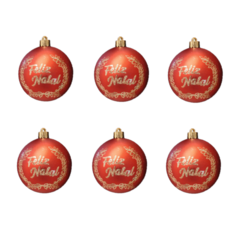 Bolas de Natal Feliz Natal 8cm - 6 unidades - comprar online