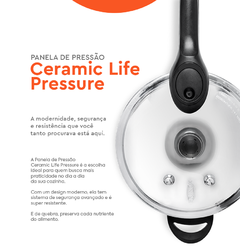 Panela de Pressão Pressure Ceramic Life - 4,2L - Design Gallery Santos 