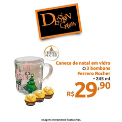 Caneca Natalina + 03 Ferrero Rocher